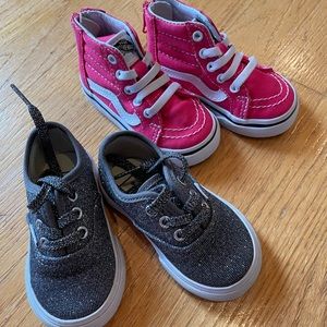Vans - baby girl- size 4 - pink high tops & glitter low tops
